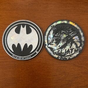 Vintage 90's Batman + Goliath Collectible POG Slammers